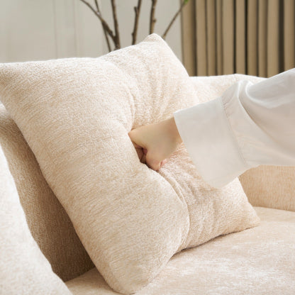 Divano componibile a L a compressione completa con chaise longue curva, divano modulare in ciniglia, divano a compressione