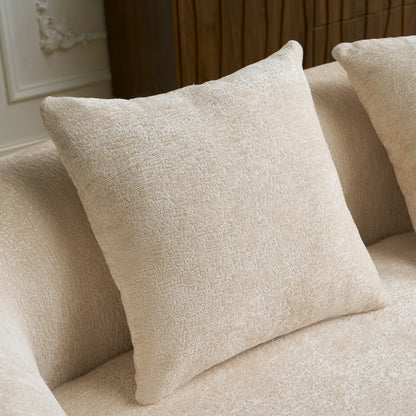 Divano componibile a L a compressione completa con chaise longue curva, divano modulare in ciniglia, divano a compressione