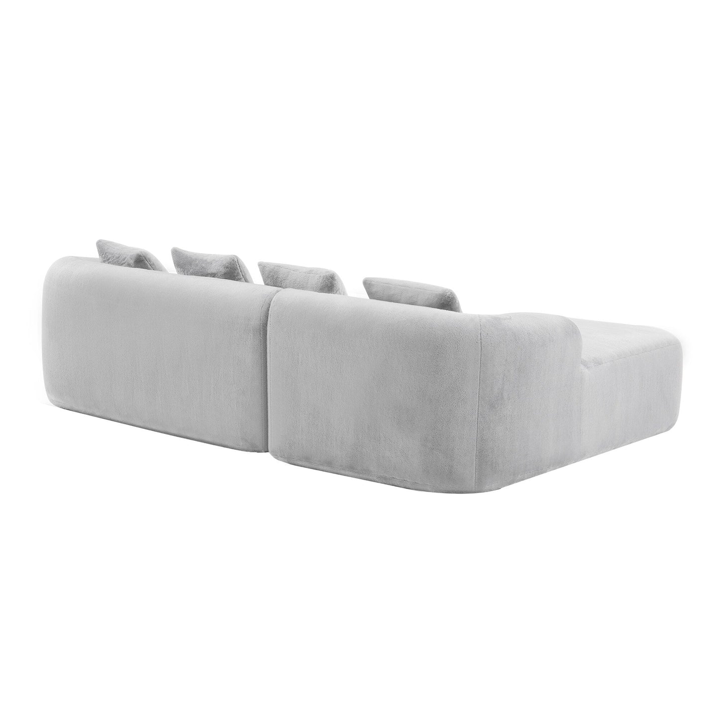 Divano componibile a L a compressione completa con chaise longue curva, divano modulare in ciniglia, divano a compressione
