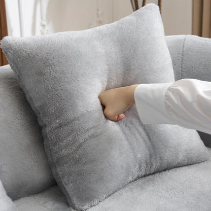 Divano componibile a L a compressione completa con chaise longue curva, divano modulare in ciniglia, divano a compressione