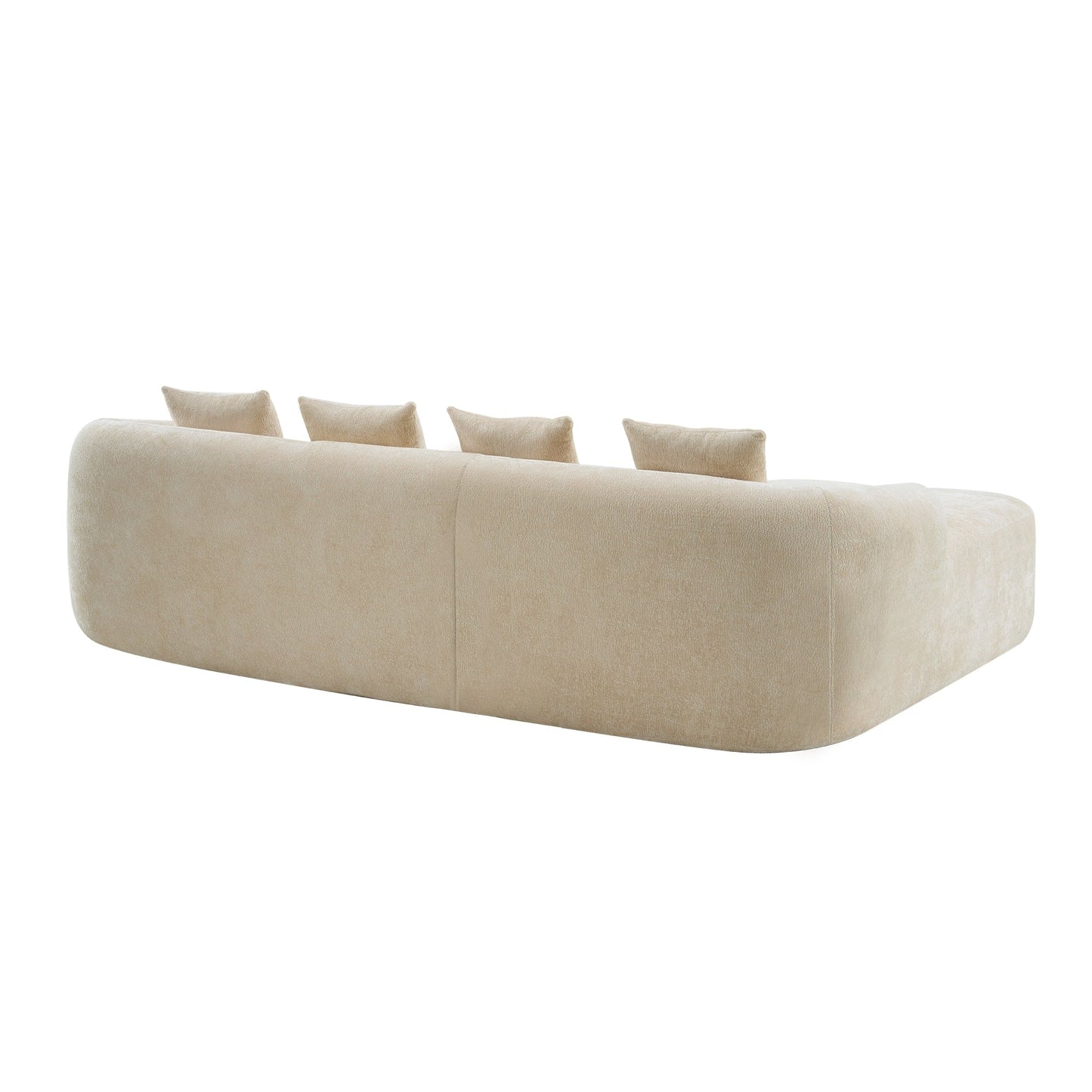 Divano componibile a L a compressione completa con chaise longue curva, divano modulare in ciniglia, divano a compressione