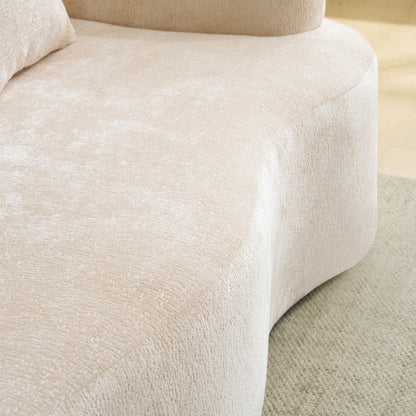 Divano componibile a L a compressione completa con chaise longue curva, divano modulare in ciniglia, divano a compressione