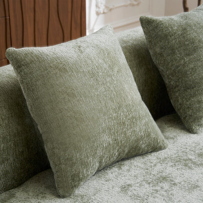 Divano componibile a L a compressione completa con chaise longue curva, divano modulare in ciniglia, divano a compressione