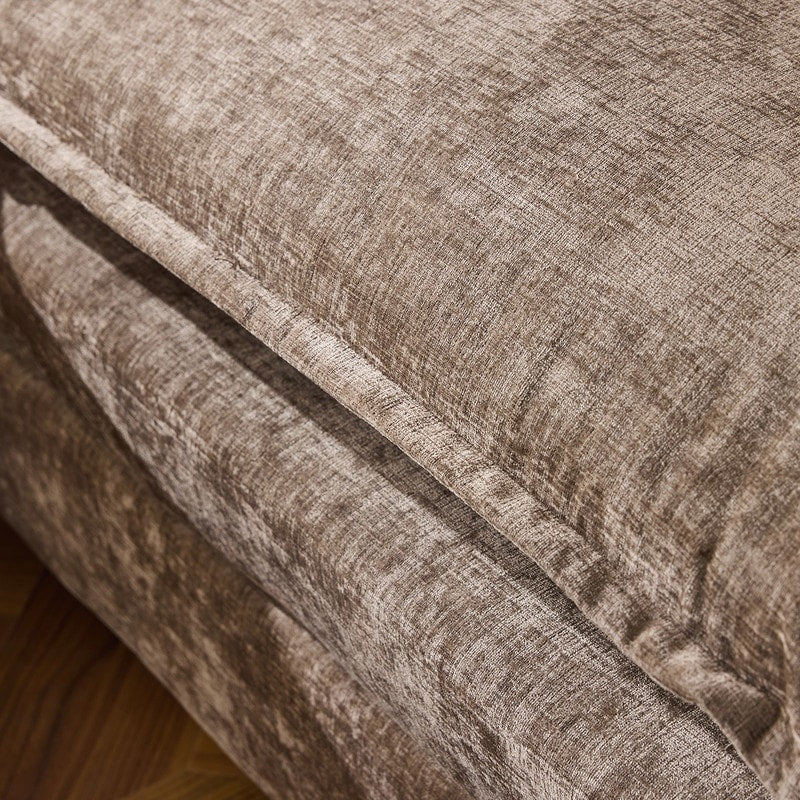 Divano in ciniglia con cuscino doppio KD completo e pouf