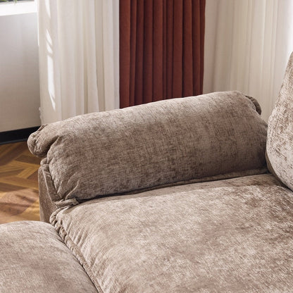 Divano in ciniglia con cuscino doppio KD completo e pouf