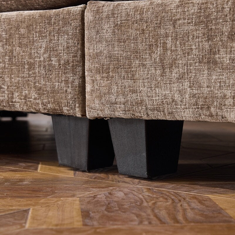 Divano in ciniglia con cuscino doppio KD completo e pouf