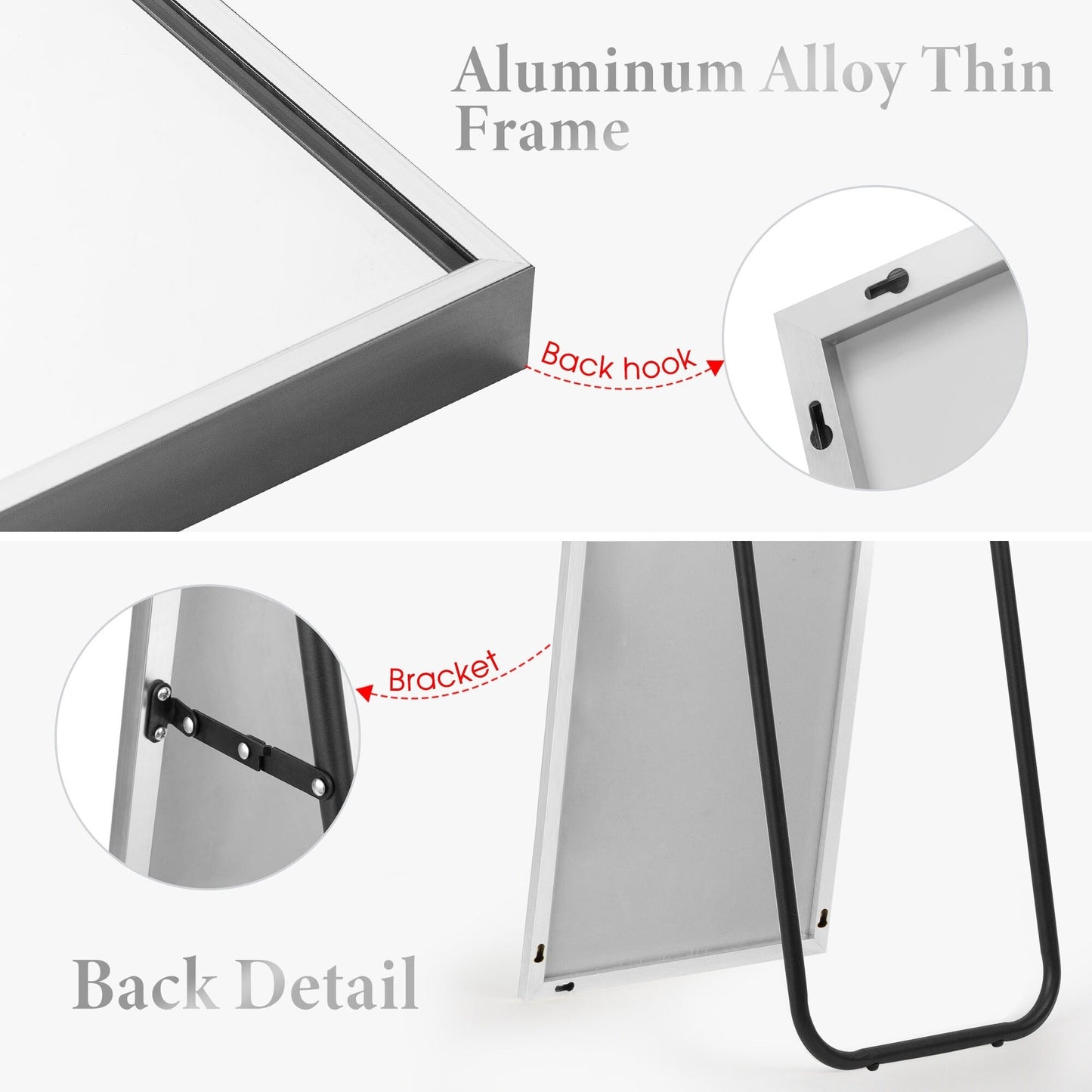 Specchio a figura intera, specchio da parete di grandi dimensioni, specchio a figura intera