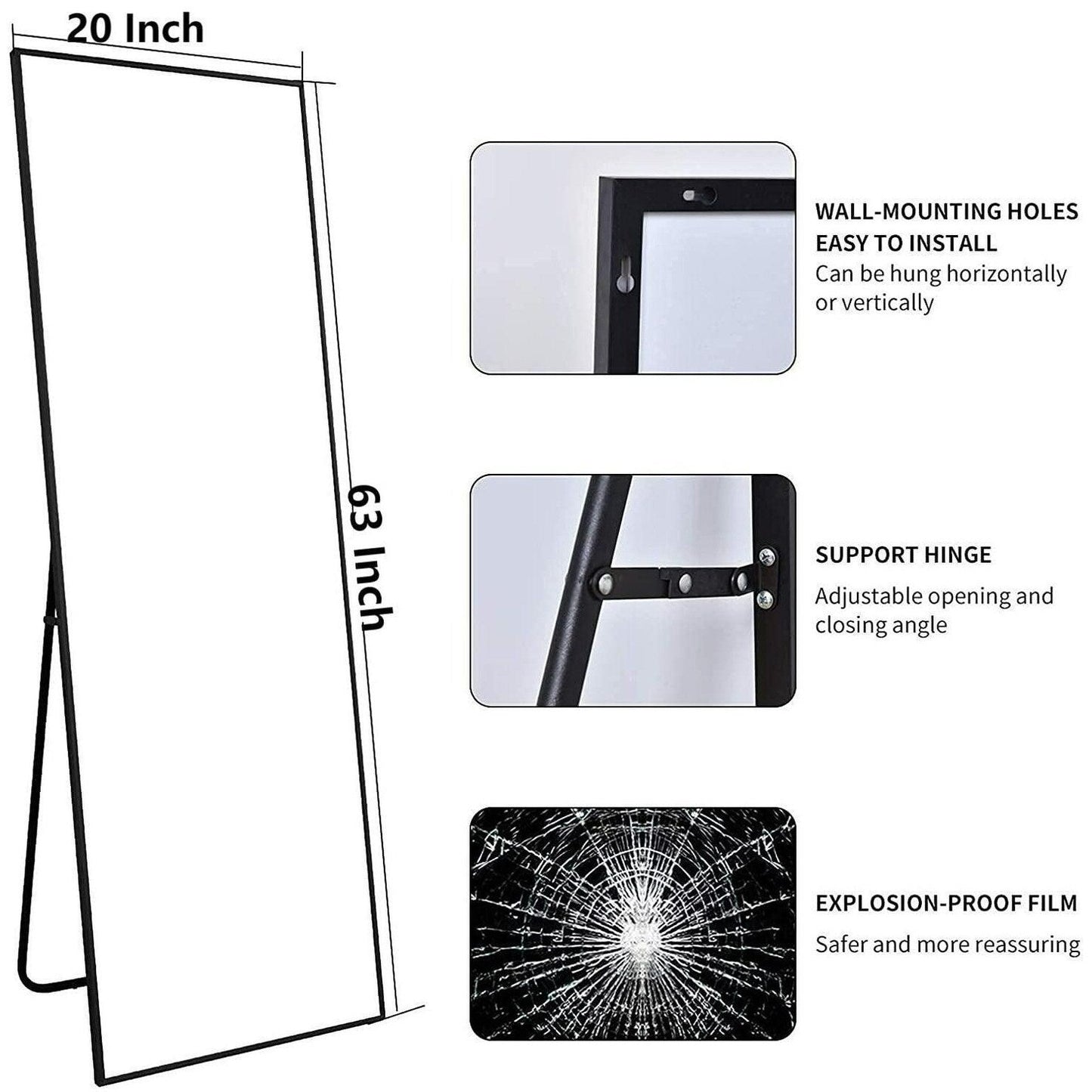 Grande specchio a figura intera da appendere alla parete