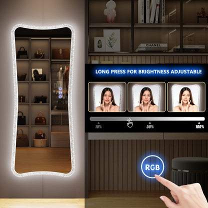 Specchio a figura intera con luci RGB - Bianco
