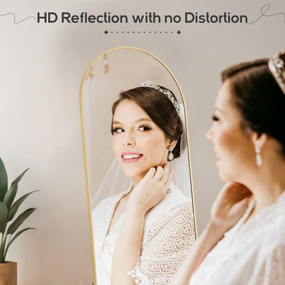 Specchio a figura intera con supporto, specchio da terra con cornice in lega di alluminio per camera da letto, specchio a figura intera da parete, guardaroba