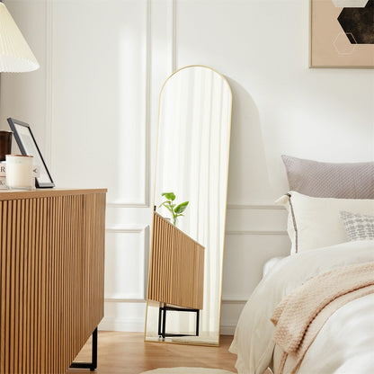 Specchio a figura intera con supporto, specchio da terra con cornice in lega di alluminio per camera da letto, specchio a figura intera da parete, guardaroba