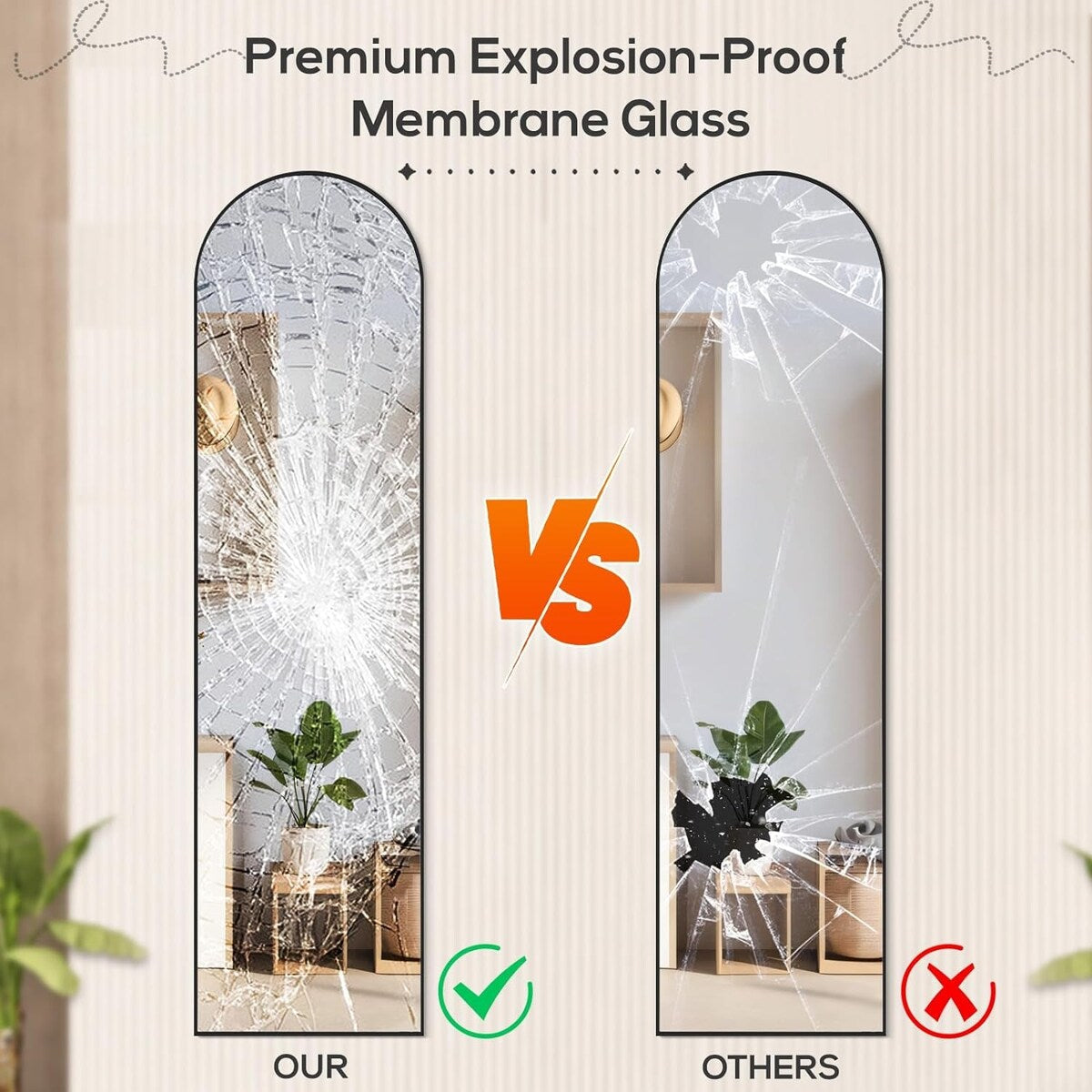 Specchio a figura intera con supporto, specchio da terra con cornice in lega di alluminio per camera da letto, specchio a figura intera da parete, guardaroba