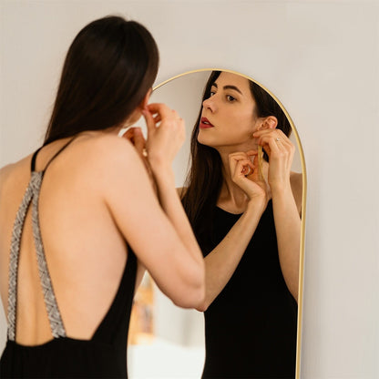 Specchio a figura intera con supporto, specchio da terra con cornice in lega di alluminio per camera da letto, specchio a figura intera da parete, guardaroba