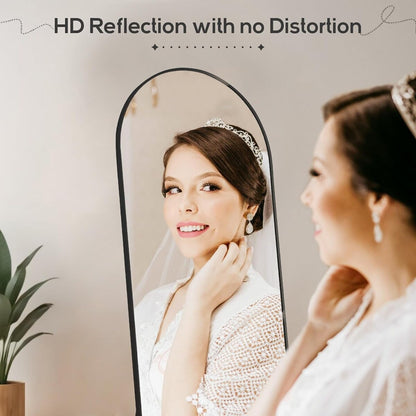 Specchio a figura intera con supporto, specchio da terra con cornice in lega di alluminio per camera da letto, specchio a figura intera da parete, guardaroba