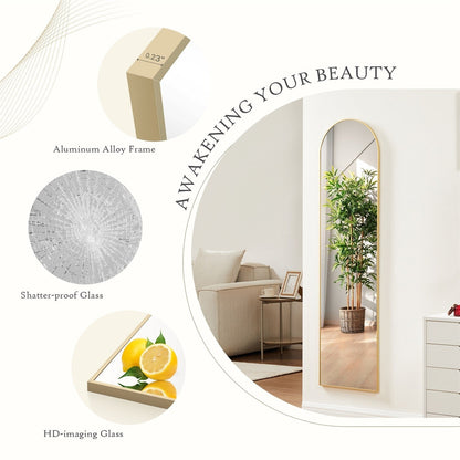 Specchio a figura intera con supporto, specchio da terra con cornice in lega di alluminio per camera da letto, specchio a figura intera da parete, guardaroba