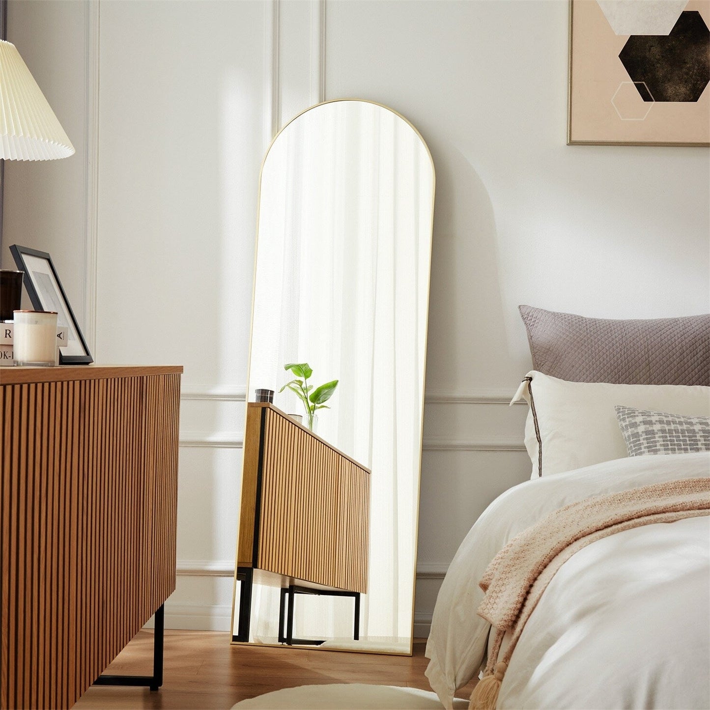 Specchio a figura intera con supporto, specchio da terra con cornice in lega di alluminio per camera da letto, specchio a figura intera da parete, guardaroba