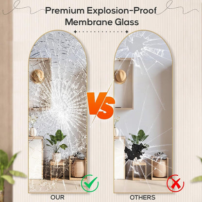 Specchio a figura intera con supporto, specchio da terra con cornice in lega di alluminio per camera da letto, specchio a figura intera da parete, guardaroba