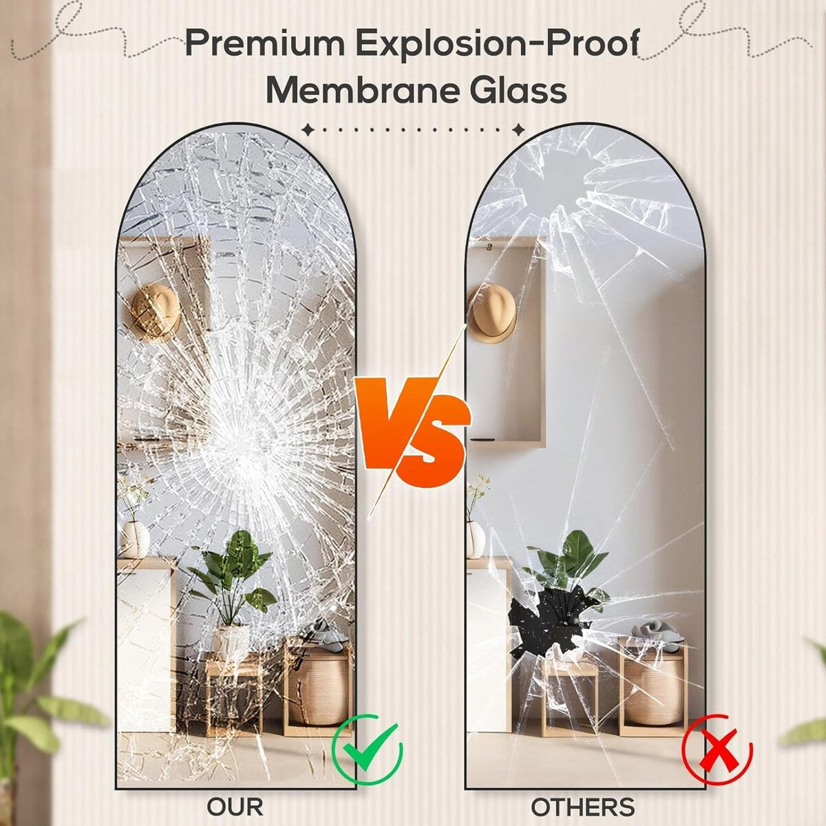 Specchio a figura intera con supporto, specchio da terra con cornice in lega di alluminio per camera da letto, specchio a figura intera da parete, guardaroba