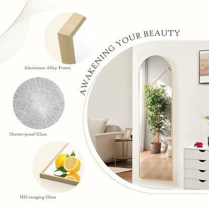 Specchio a figura intera con supporto, specchio da terra con cornice in lega di alluminio per camera da letto, specchio a figura intera da parete, guardaroba