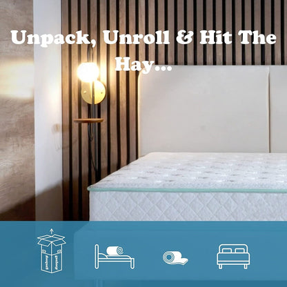 Materasso a molle insacchettate con rivestimento in schiuma di aloe vera ibrida con parte superiore stretta, formato standard da 9 pollici, Excellence