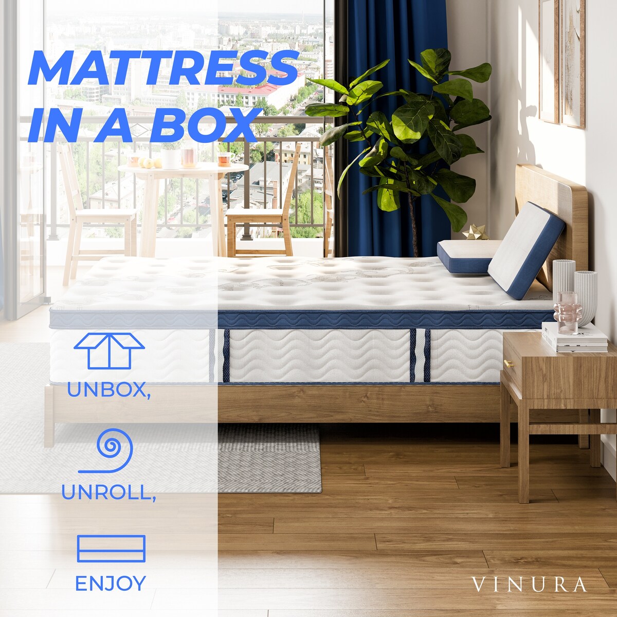 Materasso matrimoniale con molle insacchettate ibride - Memory foam morbido da 12 pollici