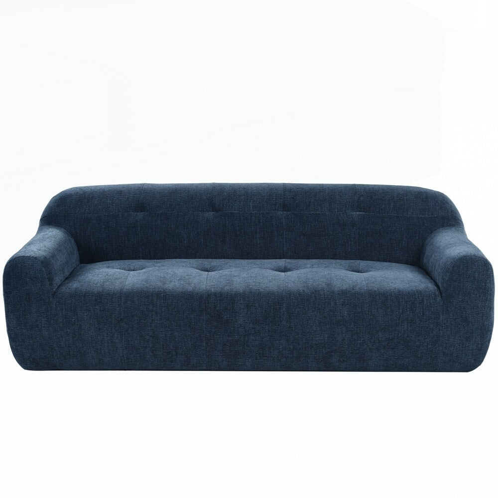 Divano a 3 posti in tessuto di ciniglia con design a compressione in spugna completa e stile capitonné