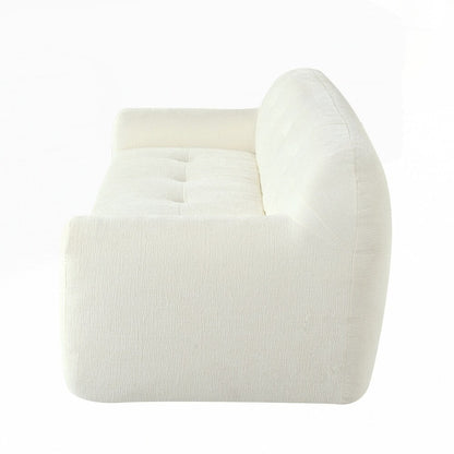 Divano a 3 posti in tessuto di ciniglia con design a compressione in spugna completa e stile capitonné