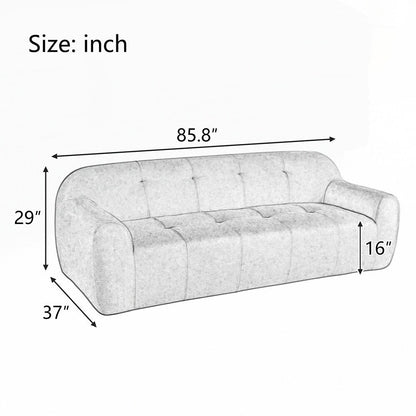 Divano a 3 posti in tessuto di ciniglia con design a compressione in spugna completa e stile capitonné