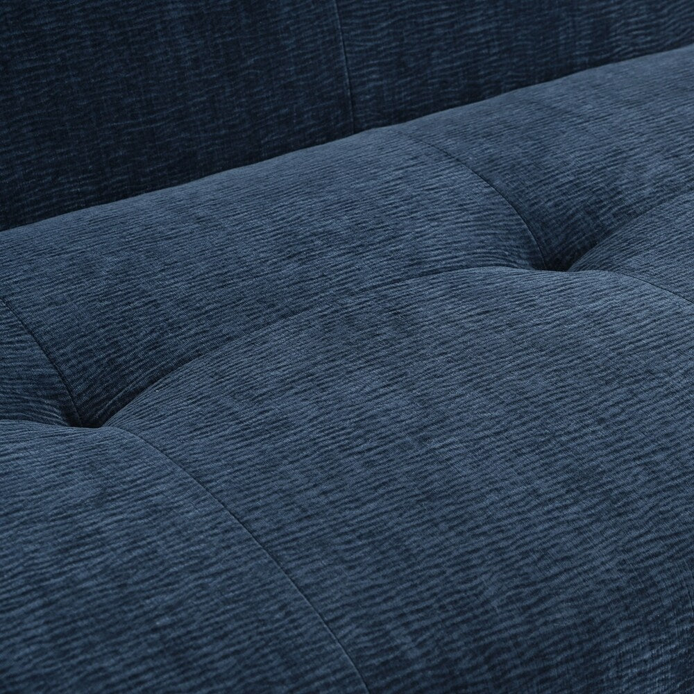 Divano a 3 posti in tessuto di ciniglia con design a compressione in spugna completa e stile capitonné