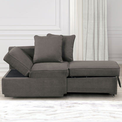 Divano moderno trasformabile Araminta di Furniture of America con letto estraibile e cuscini