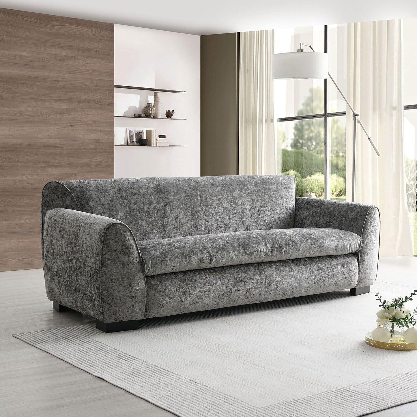 Divano moderno in stile panca Corwin di Furniture of America con tessuto certificato OEKO TEX