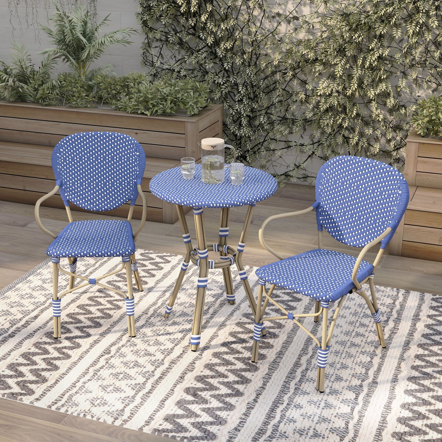 Set da bistrot da esterno in alluminio Courtnie French Country da 3 pezzi di Furniture of America