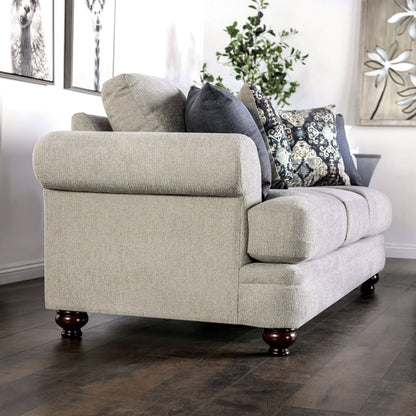 Divano Frane Transitional Beige Chenille imbottito con cuscino a T di Furniture of America