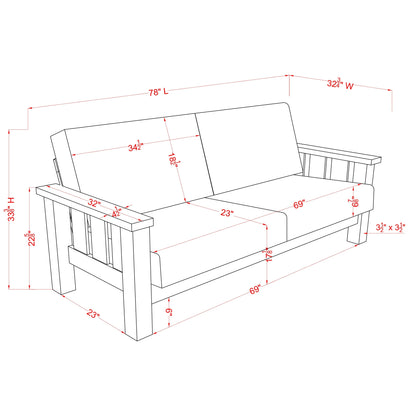 Divano Jimo Farmhouse in rovere rustico con braccioli in legno e rivestimento in tessuto di Furniture of America