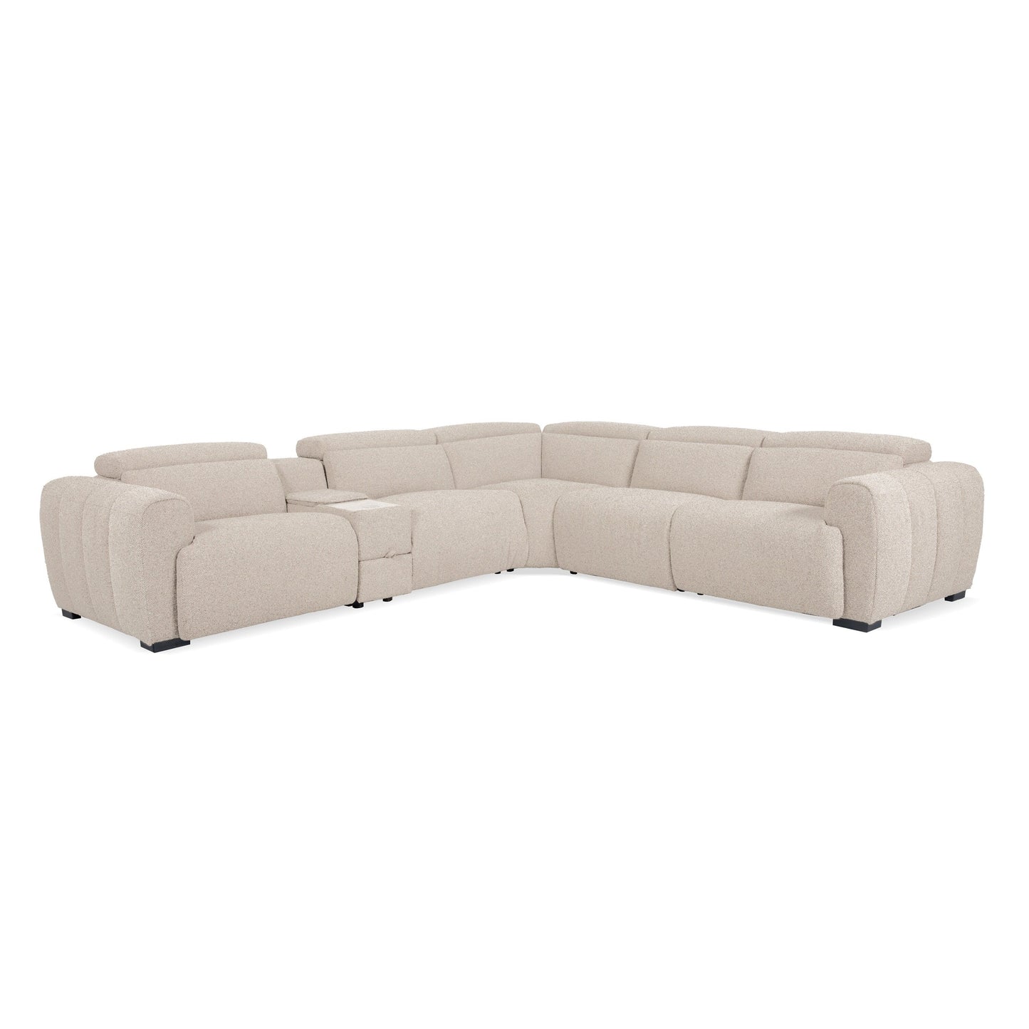 Divano componibile reclinabile moderno beige Lirsa di Furniture of America con cassetto nascosto e caricabatterie wireless