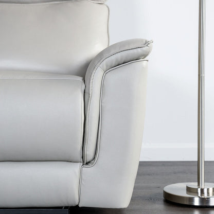 Divano reclinabile manuale in pelle moderna Marty di Furniture of America con braccioli imbottiti svasati