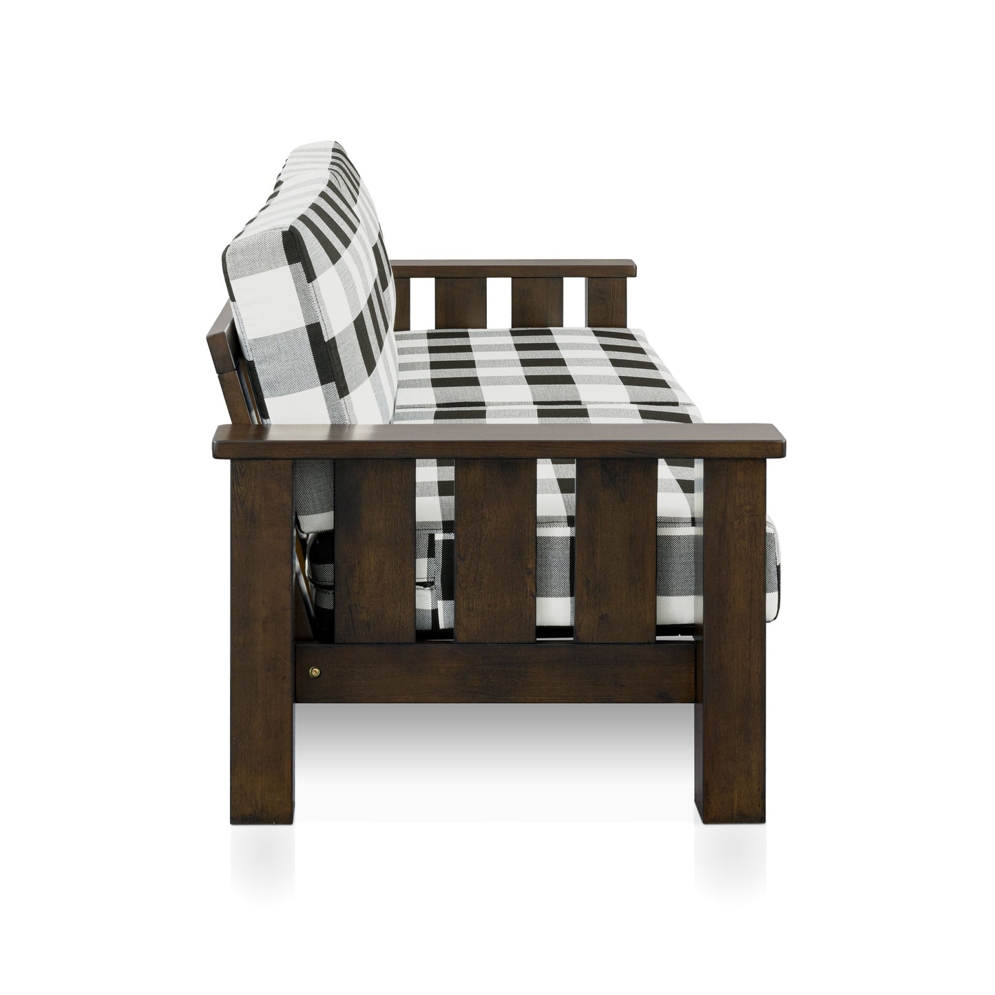 Divano in tessuto con motivo a quadri in legno rustico Milou di Furniture of America