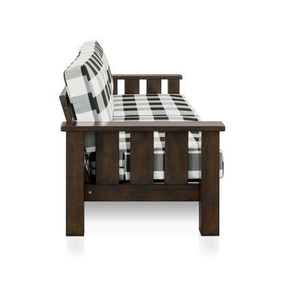 Divano in tessuto con motivo a quadri in legno rustico Milou di Furniture of America