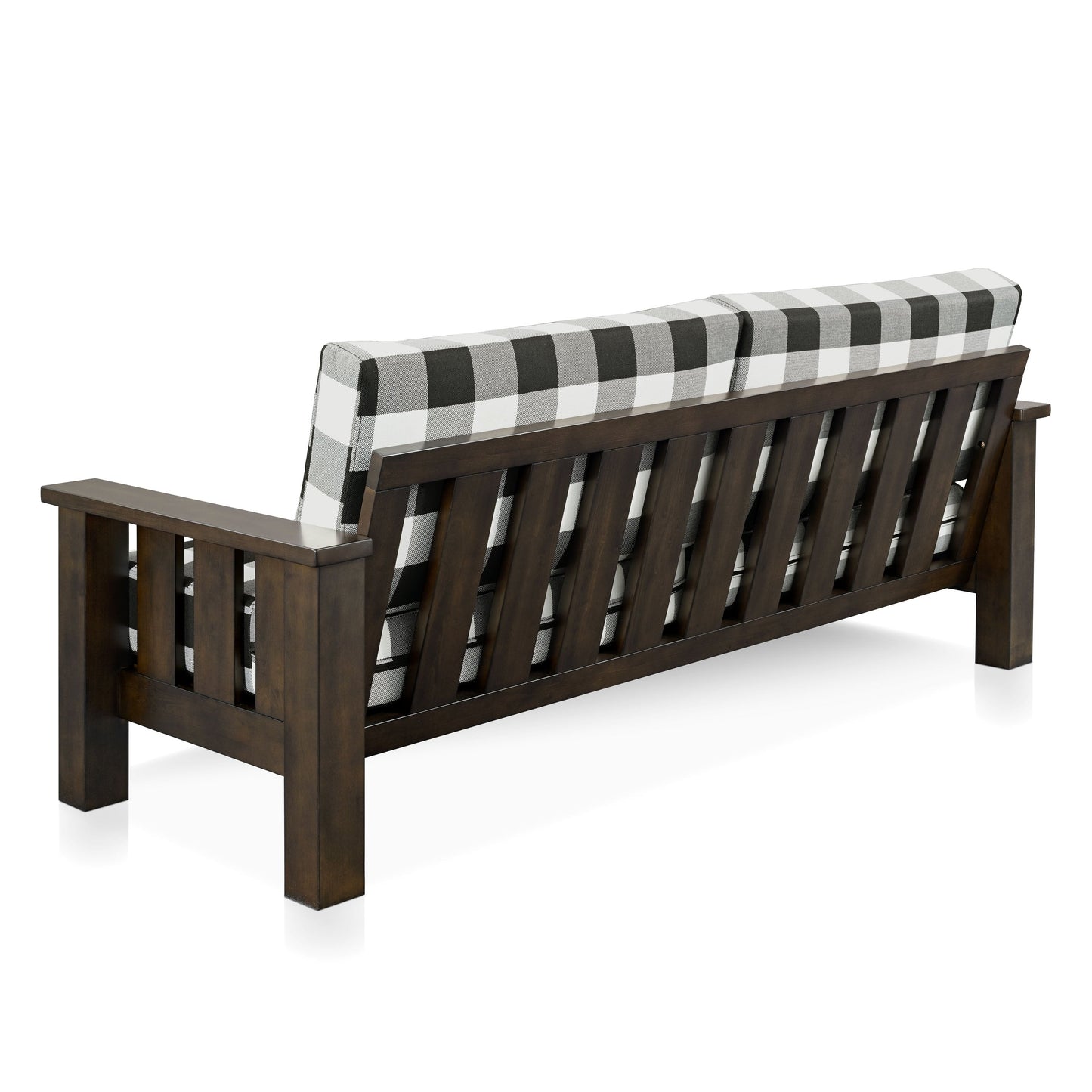 Divano in tessuto con motivo a quadri in legno rustico Milou di Furniture of America