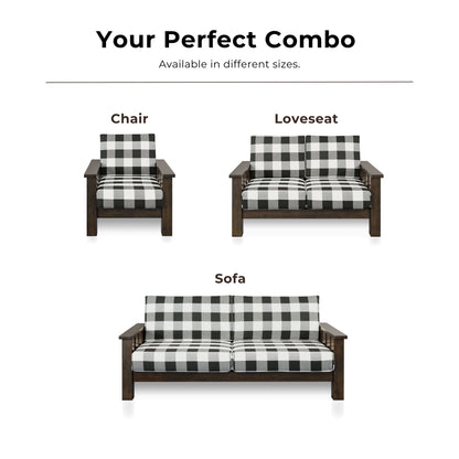 Divano in tessuto con motivo a quadri in legno rustico Milou di Furniture of America