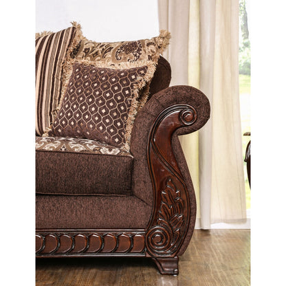 Divano con braccioli arrotolati rivestito in tessuto tradizionale Fova di Furniture of America