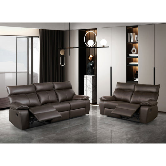 Divano reclinabile moderno Yuleigh di Furniture of America, 2 pezzi, in pelle abbinata, con struttura in legno certificato FSC