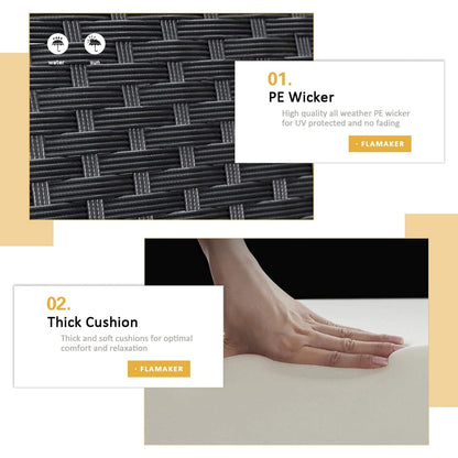 Furniwell - Set da 3 sedie da conversazione per patio con tavolino da caffè