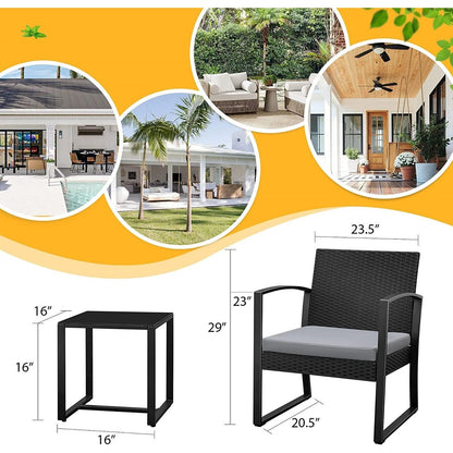 Furniwell - Set da 3 sedie da conversazione per patio con tavolino da caffè