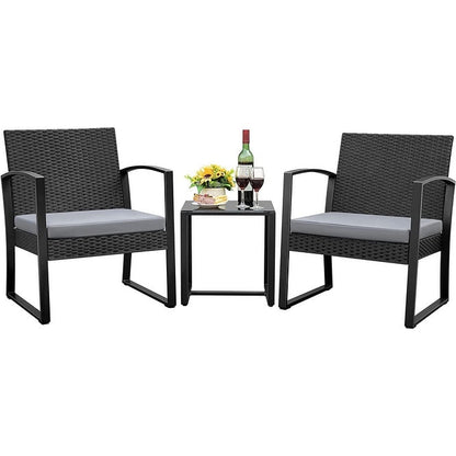 Furniwell - Set da 3 sedie da conversazione per patio con tavolino da caffè