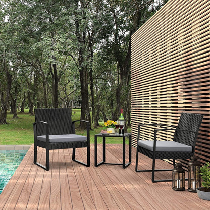 Furniwell - Set da 3 sedie da conversazione per patio con tavolino da caffè