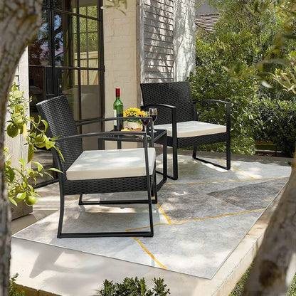 Furniwell - Set da 3 sedie da conversazione per patio con tavolino da caffè