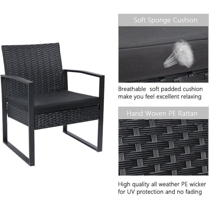 Furniwell - Set da 3 sedie da conversazione per patio con tavolino da caffè