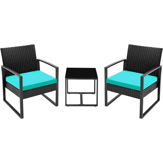 Furniwell - Set da 3 sedie da conversazione per patio con tavolino da caffè