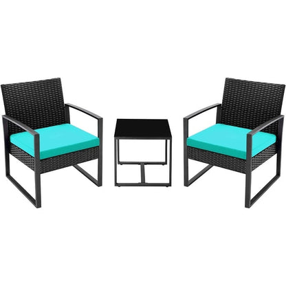 Furniwell - Set da 3 sedie da conversazione per patio con tavolino da caffè